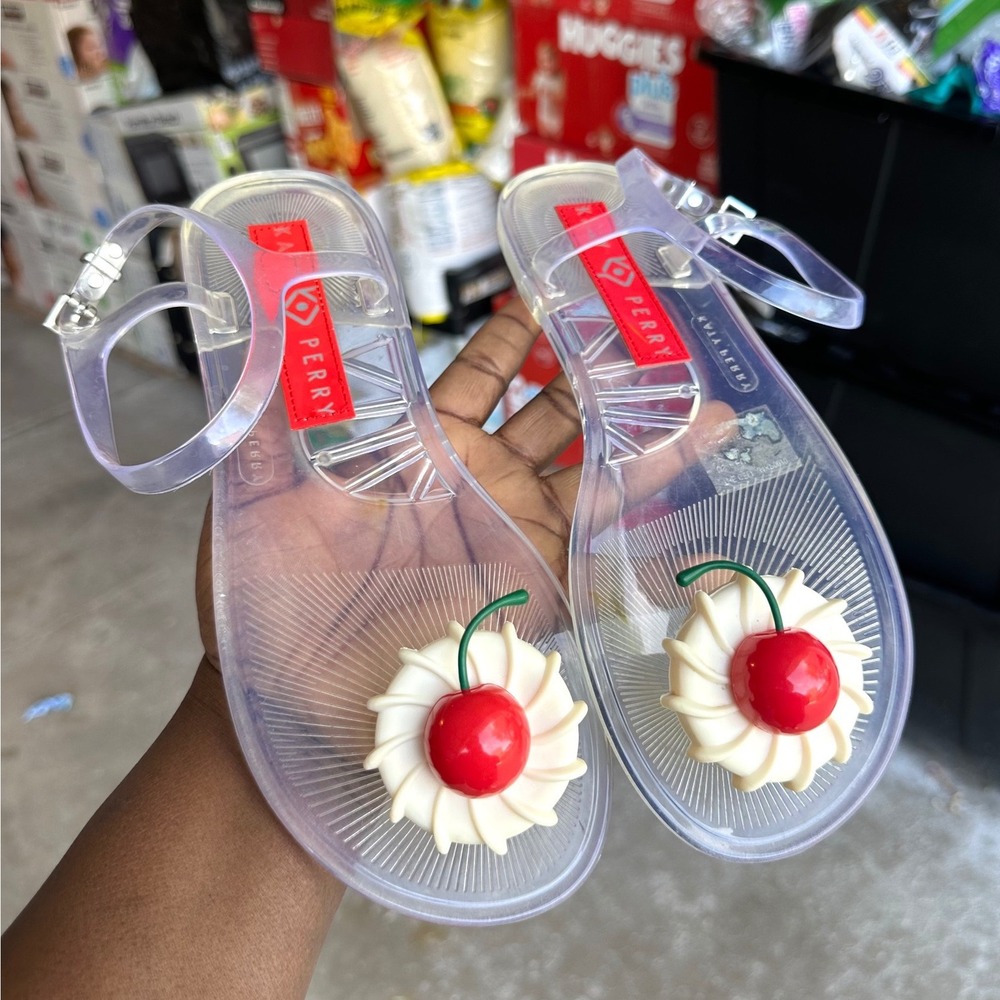 Katy Perry The Geli Clear PVC Jelly Sandals Cherry Red Women's Size 9 Shoes - Picture 12 of 13